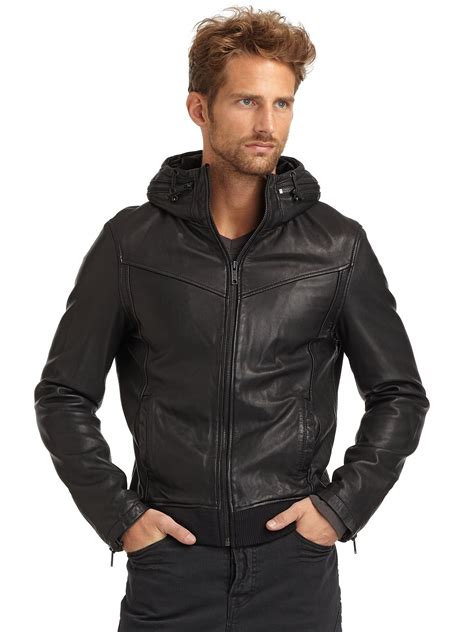 Black Leather Jacket With Hood Mens : Black Leather Jacket With Hood | Bodewasude