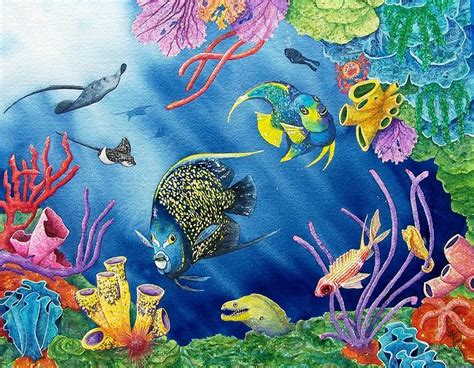 underwater coral reef acrylic - Google Search Underwater Painting, Ocean Painting, Silk Painting ...