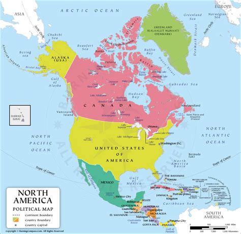 North America Political Map HD