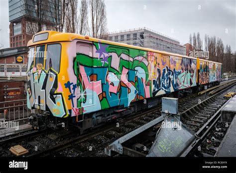 Berlin, Germany - january 2019: Graffiti on Berlin subway train /U-Bahn ...