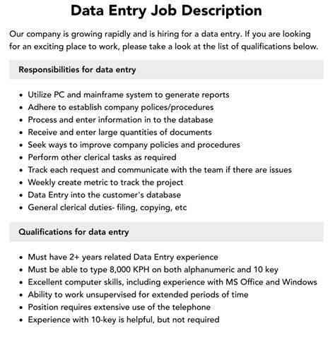 Data Entry Job Description | Velvet Jobs