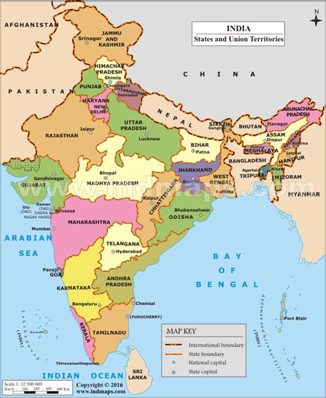 Take A Current Political Map Of India Showing Outlines Of States And ...