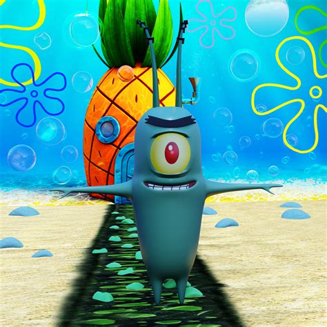 Plankton from Spongebob Squarepants - Rigged PBR Low-poly 3D model ...