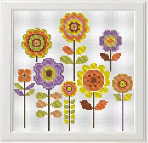 Floral Cross Stitch, Flower Cross Stitch Pattern, Modern Colorful ...