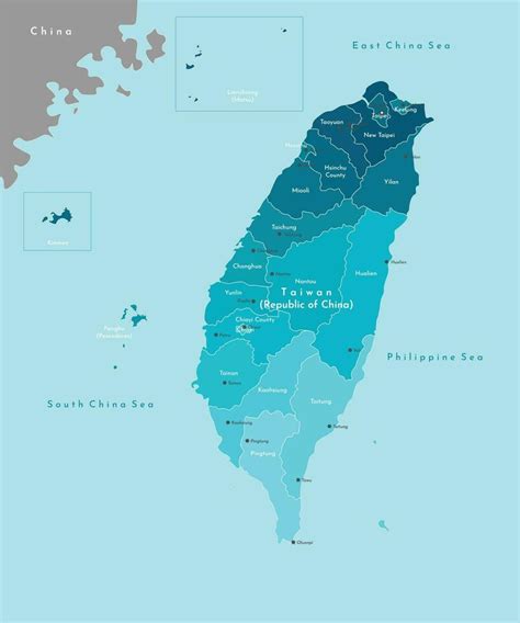 Vector modern illustration. Simplified geographical map of Taiwan ...