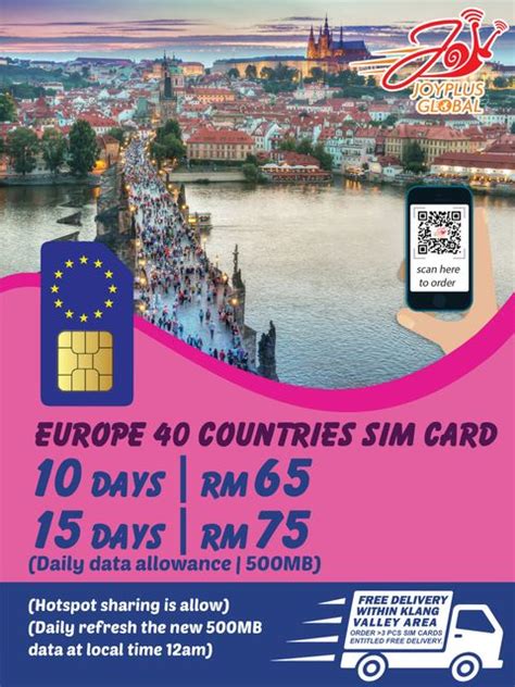 10/15 Days Europe Sim card (40 Europe Countries) -500MB Daily – JOYPLUS GLOBAL