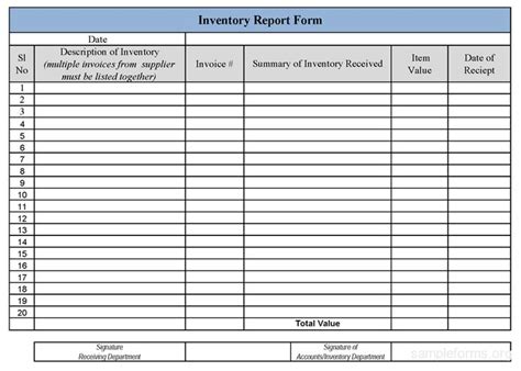 Inventory Report Form | Report templates, Inventory, Report