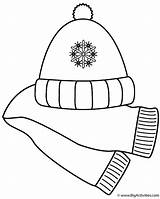 Scarf and Winter Hat  Coloring Page Christmas sketch template