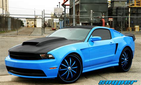 Baby Blue Mustang with Custom Hood — CARiD.com Gallery