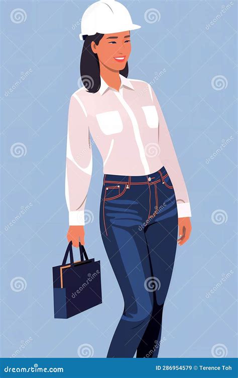 An Cartoon Vector-type Illustration of a Female Architect Stock ...