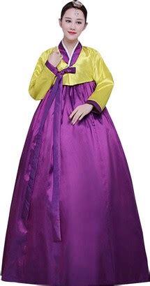 Zhuhaixmy Women Korean Traditional Hanbok Set Long Sleeve Colorful ...