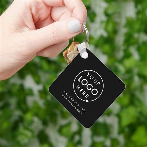 Logo Black | Business Promotional Minimalist Keychain | Zazzle