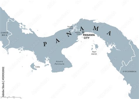 Vecteur Stock Panama political map with capital Panama City, national borders, neighbor ...