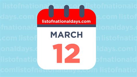 MARCH 12TH: National Holidays,Observances & Famous Birthdays