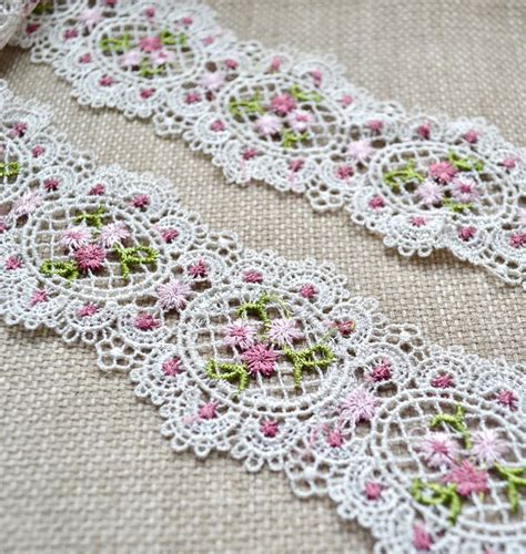 Ivory Embroidered Lace Trim, Shabby Chic Lace, Vintage Lace - Etsy UK ...