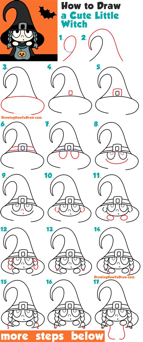 How To Draw A Witch Halloween Drawings Witch Drawing Easy Drawings ...