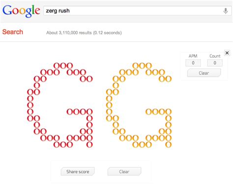 Google's Latest Easter Egg: Zerg Rush #zergrush