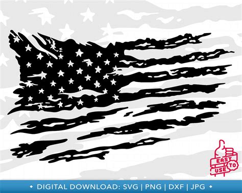 Distressed American Flag SVG Tattered Patriotic Cut File for - Etsy