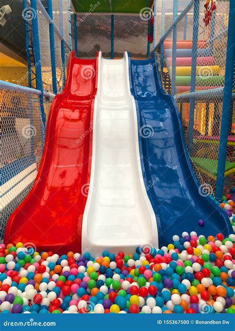 Modern Children Playground Indoor with Slide Editorial Image - Image of ...