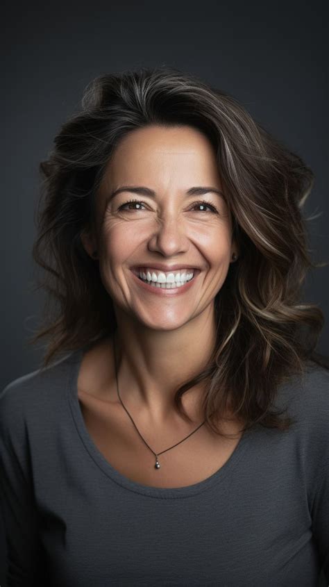 a woman smiling and wearing a necklace