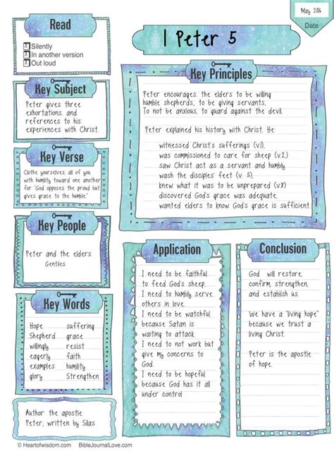 1-peter-5-worksheet | Bible study notes, Bible study printables, Bible ...