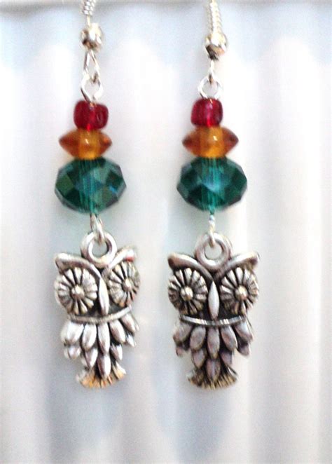 Owl Earrings Fall Owl Earrings Dangle Earrings Charm - Etsy