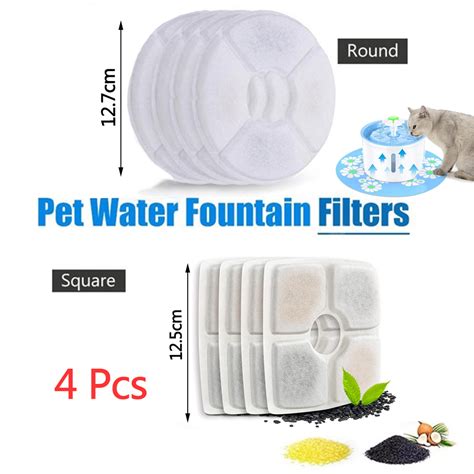 Pet Fountain Filters 4 Pack Cat Water Fountain Filter Premium Cat Carbon Replacement Filters for ...