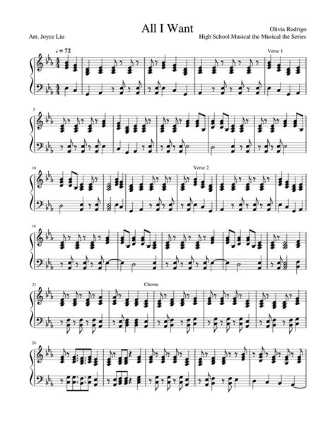 All I Want - (Olivia Rodrigo) Sheet music for Piano (Solo) | Musescore.com