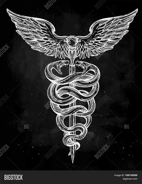 Caduceus symbol of god Mercury illustration. Stock Vector & Stock ...