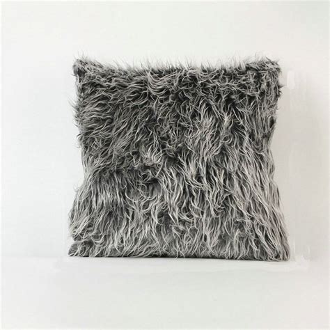 European Simple Faux Fur Fuzzy Dark Grey Pillow Cover | Throw pillow styling, Plush throw ...