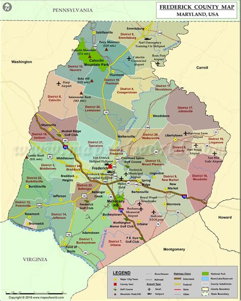 Frederick County Map, Maryland