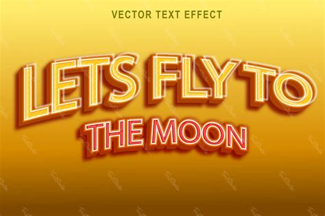 Lets fly the moon retro 3d font style effect | Fichier Vecteur Gratuit