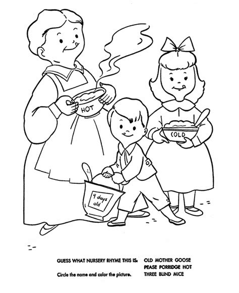 BlueBonkers: Nursery Rhymes Quiz Coloring Page Sheets - Pease Porridge ...