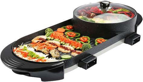 Non-Stick Deep Dish Heavy Duty Electric Skillet, Household Multi-Function Barbecue Frying Pan ...