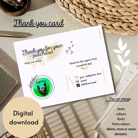 Editable Canva Thank You Card Template Classy Cards PDF - Etsy