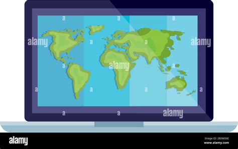 Isolated world map inside laptop vector design Stock Vector Image & Art - Alamy