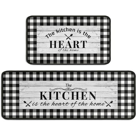 Black and White Kitchen Rugs, Buffalo Plaid Kitchen Rug, Fun Kitchen ...