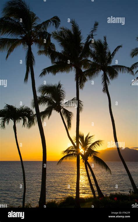 Sunset, Napili Beach, Maui, Hawaii Stock Photo - Alamy