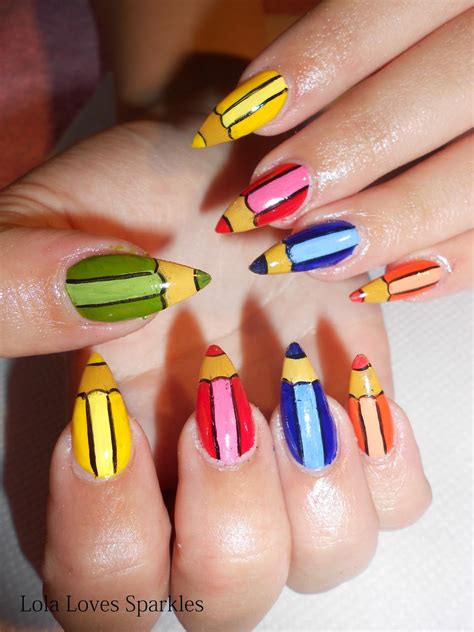 Lola Loves Sparkles: Cute Coloured Pencils Nail Design [Step-by-Step ...