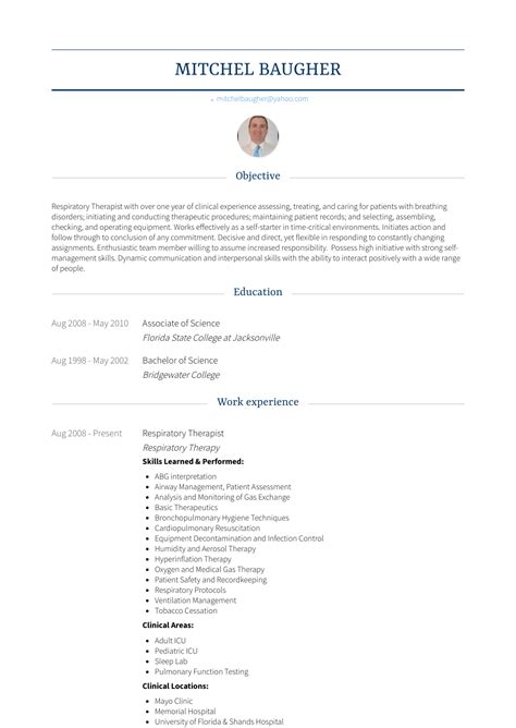 Respiratory Therapist - Resume Samples and Templates | VisualCV