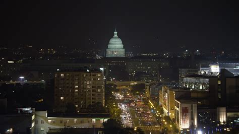 4.8K stock footage aerial video of the United States Capitol in Washington, D.C., night Aerial ...