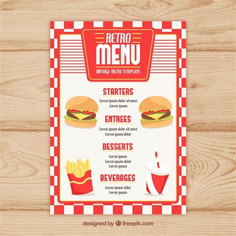 Free Vector | Retro fast food menu template