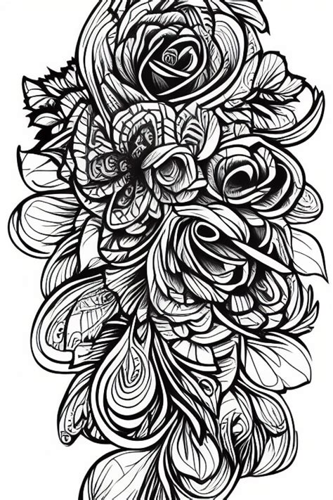 Neotraditional Tattoo Pencil Sketch of a Gothic Flower · Creative Fabrica