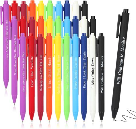 30Pcs Funny Nurse Pens Set for Adults, Ballpoint Pens for Nurses Appreciation Gifts Multi-color ...