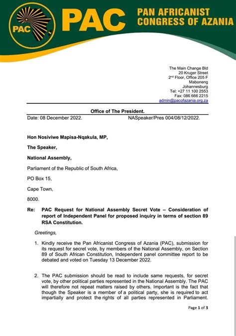 Pan Africanist Congress of Azania (PAC) on Twitter: "Today, the Pan Africanists Congress of ...