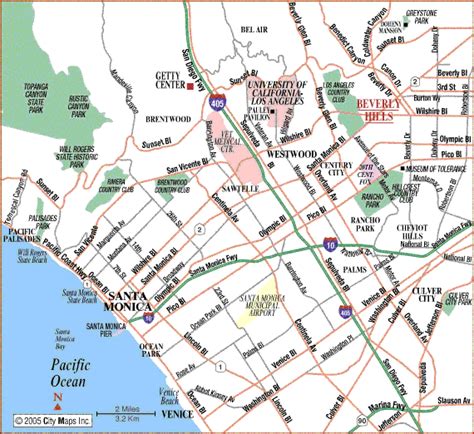 Santa Monica California Map | Wine Country California Map