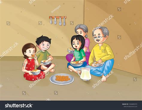 Illustration Poor Family Eating Rhe House Stock Illustration 1596885973 ...