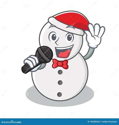 Singing Snowman Character Cartoon Style Stock Vector - Illustration of ...