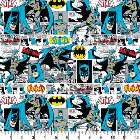 Batman Comic Strip 100% Cotton Print Fabric White & Blue - Etsy UK