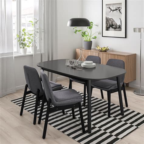 VEDBO Dining table, black - IKEA | Dining table black, Small table and chairs, Dining room small